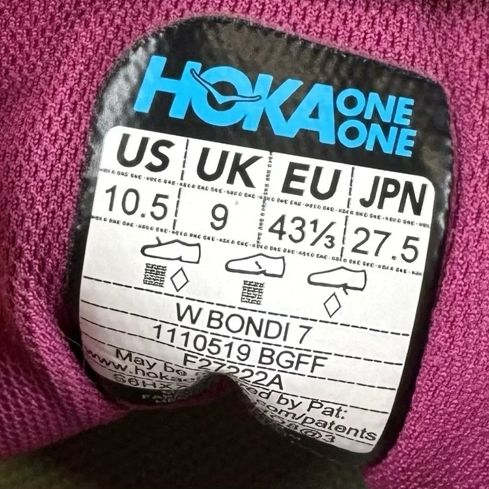 Hoka One One Bondi 7 Womens Size 10.5‎ Festival Fuchsia Lace Up Running Shoes